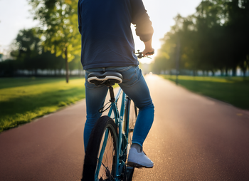 Man op medisch fietszadel 