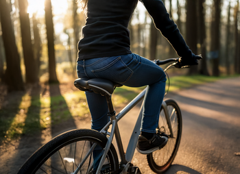 Fietser zittend op medisch zadel