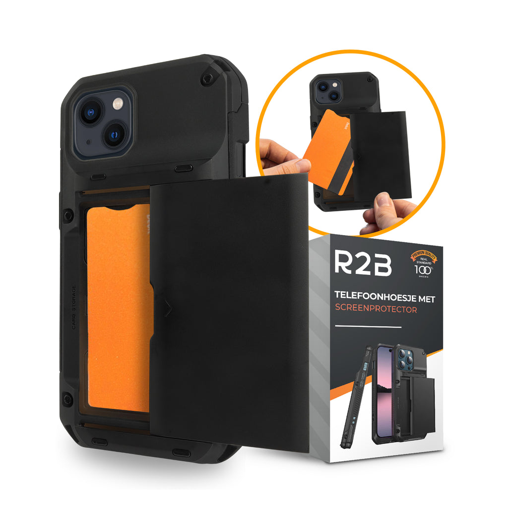 R2B Hoesje met pasjeshouder geschikt voor iPhone 15 - 4 pasjes - Inclusief screenprotector - Model Zeist
