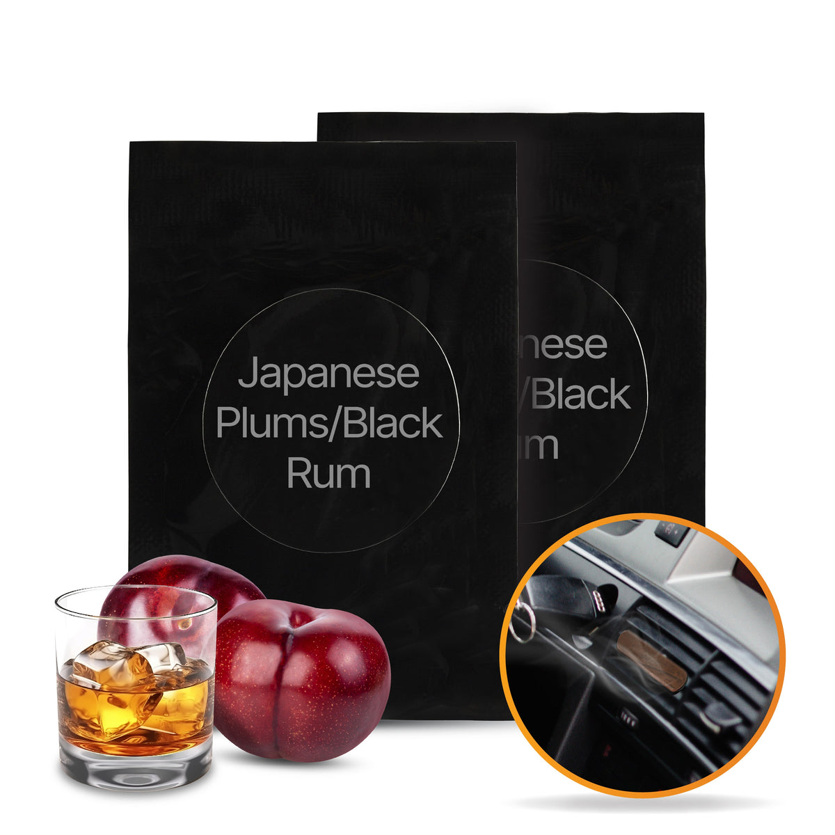 R2B Autoparfum Navulling - Japanse Pruim & Zwarte Rum - 2 stuks