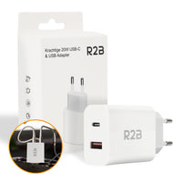 R2B® USB A & USB C Adapter - USB Stekker- Wit