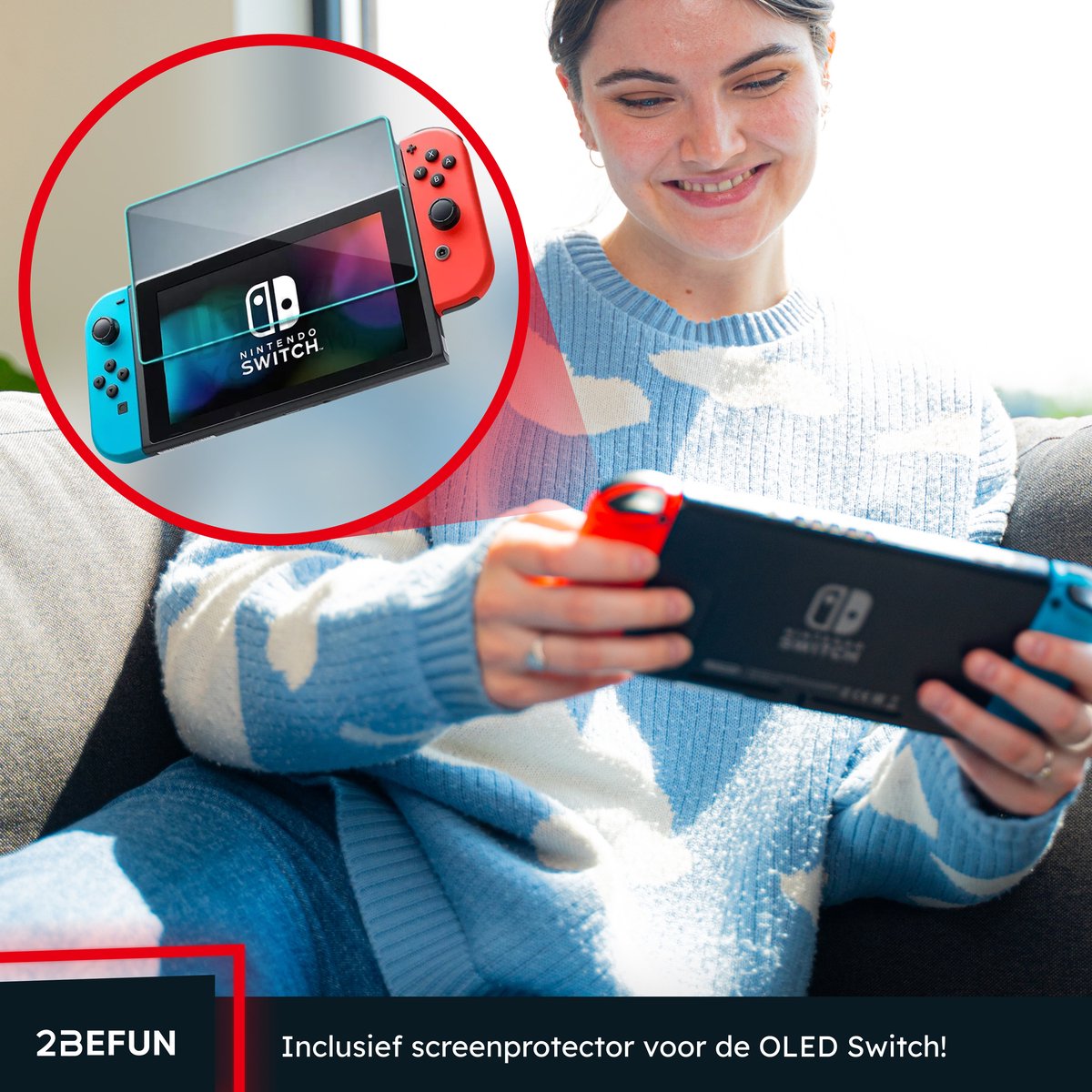 2BEFUN Nintendo Switch OLED Hoes Incl. Screenprotector