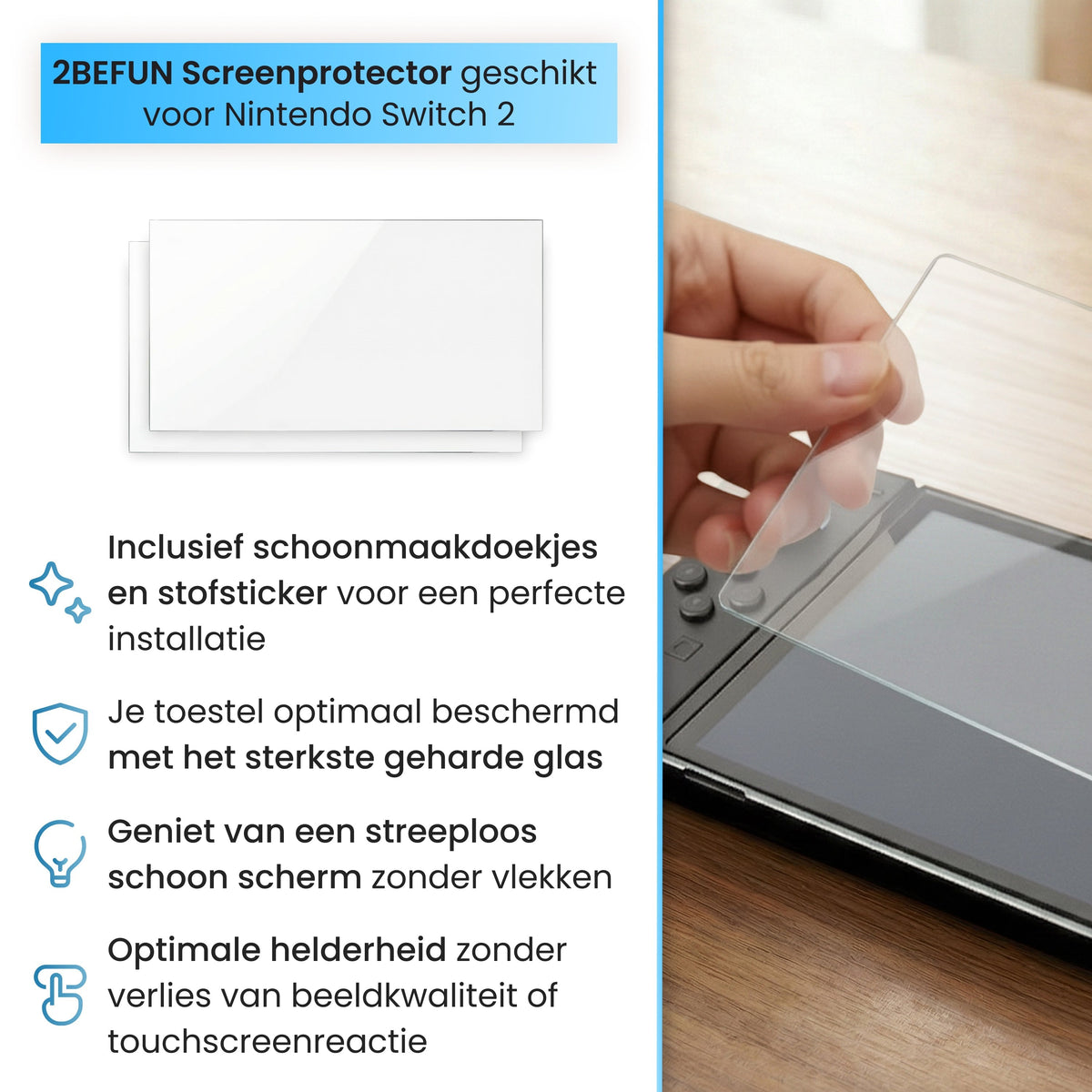 2BEFUN Screenprotector geschikt voor Nintendo Switch 2 - 2 Stuks