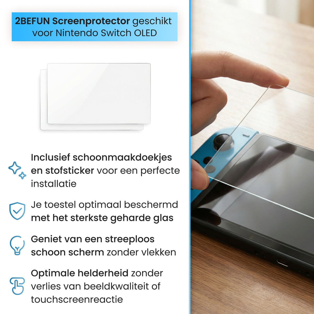 2BEFUN Screenprotector geschikt voor Nintendo Switch OLED - 2 Stuks