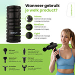 2BEHEALTHY Massage Gun & Foam Roller - Incl. 6 Opzetstukken