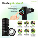 2BEHEALTHY Massage Gun & Foam Roller - Incl. 6 Opzetstukken