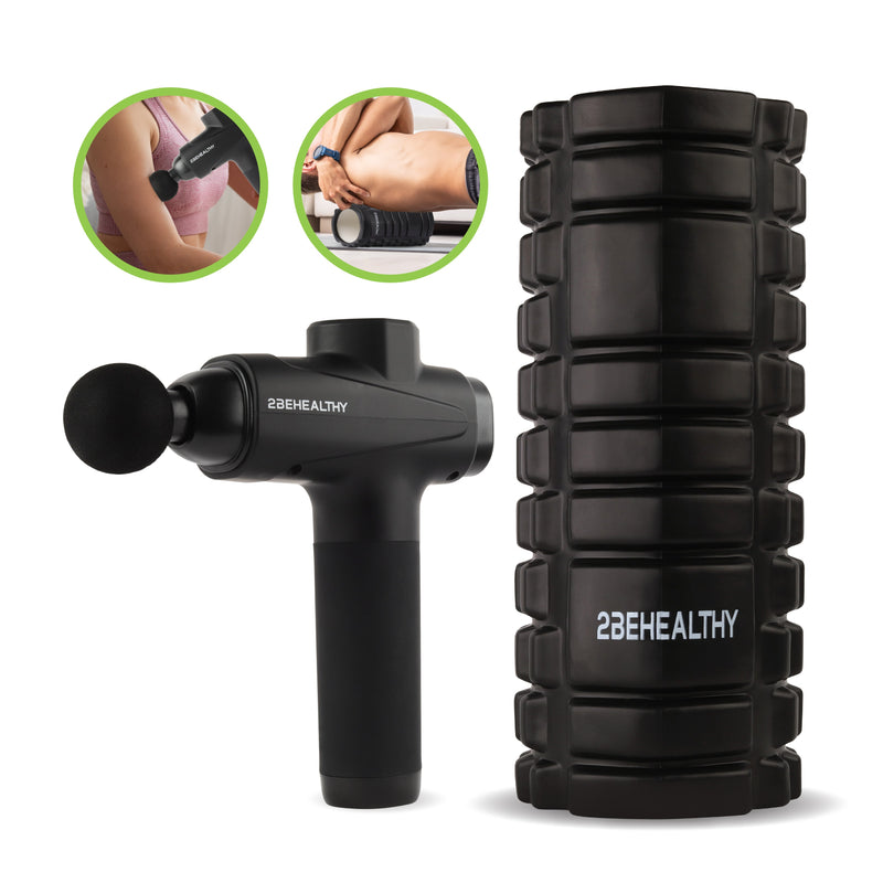 2BEHEALTHY Massage Gun & Foam Roller - Incl. 6 Opzetstukken