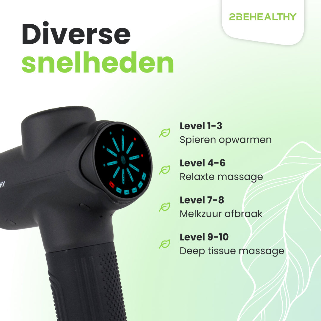 2BEHEALTHY Massage Gun XG10 - Incl. 10 Opzetstukken