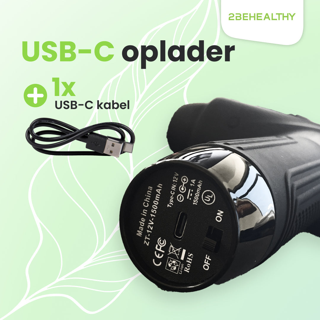 2BEHEALTHY Massage Gun XG10 - Incl. 10 Opzetstukken