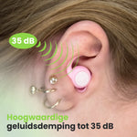 2BEHEALTHY Slaapoordoppen - 2 Paar - Hoge Geluidsdemping (35dB) - Roze