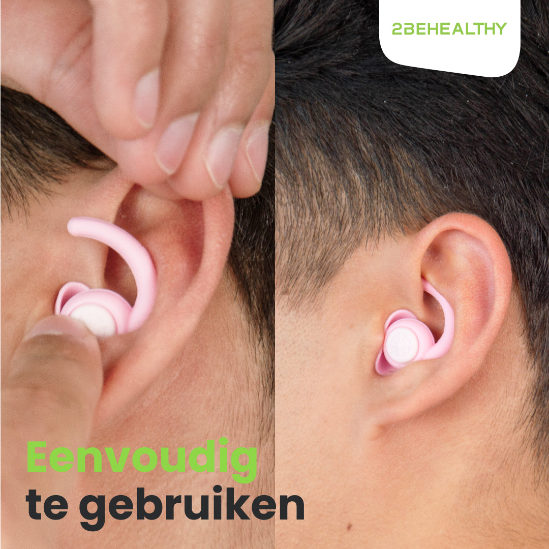 2BEHEALTHY Slaapoordoppen - 2 Paar - Hoge Geluidsdemping (35dB) - Roze