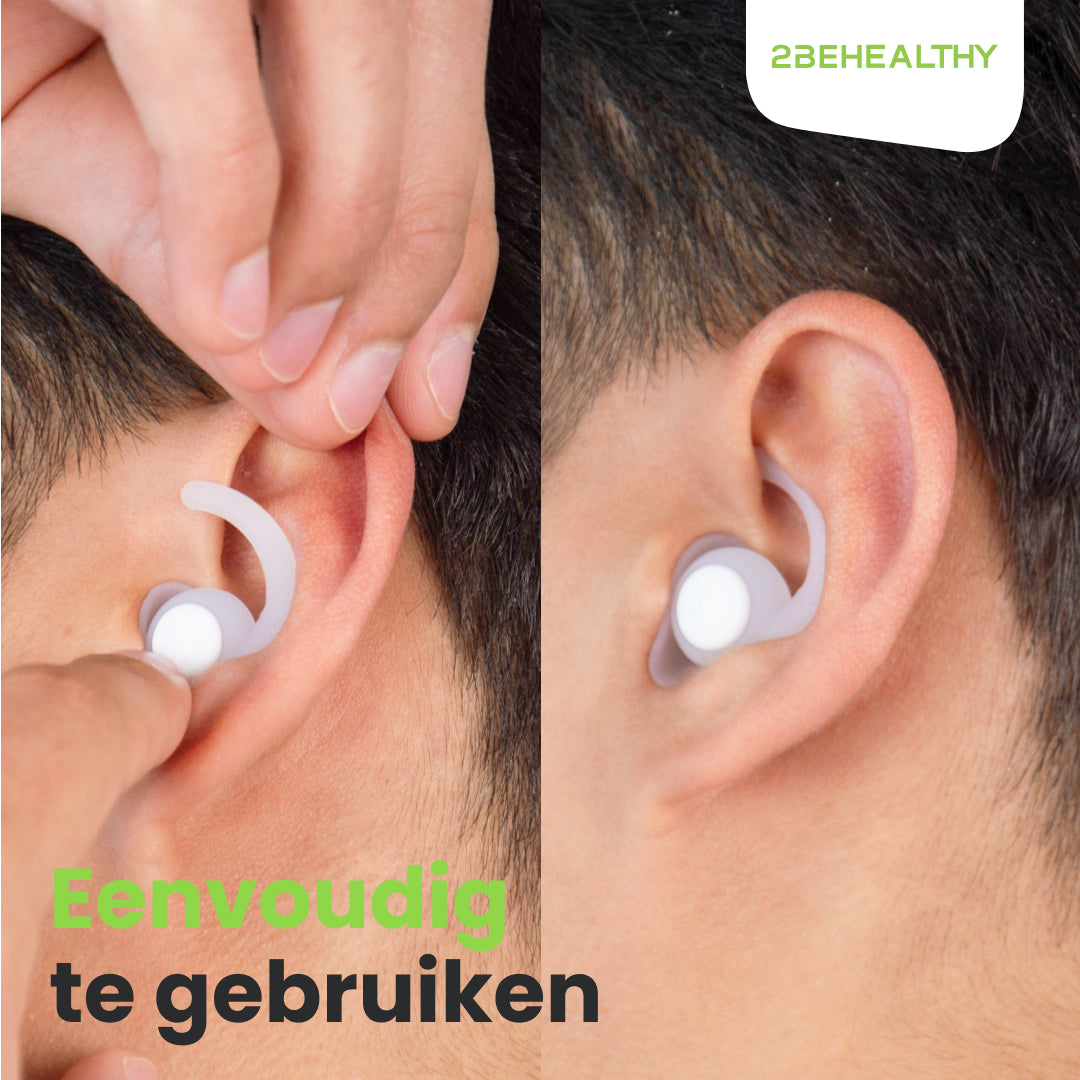 2BEHEALTHY Slaapoordoppen - 2 Paar - Hoge Geluidsdemping (35dB) - Wit