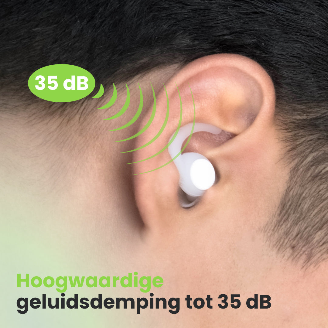 2BEHEALTHY Slaapoordoppen - 2 Paar - Hoge Geluidsdemping (35dB) - Wit