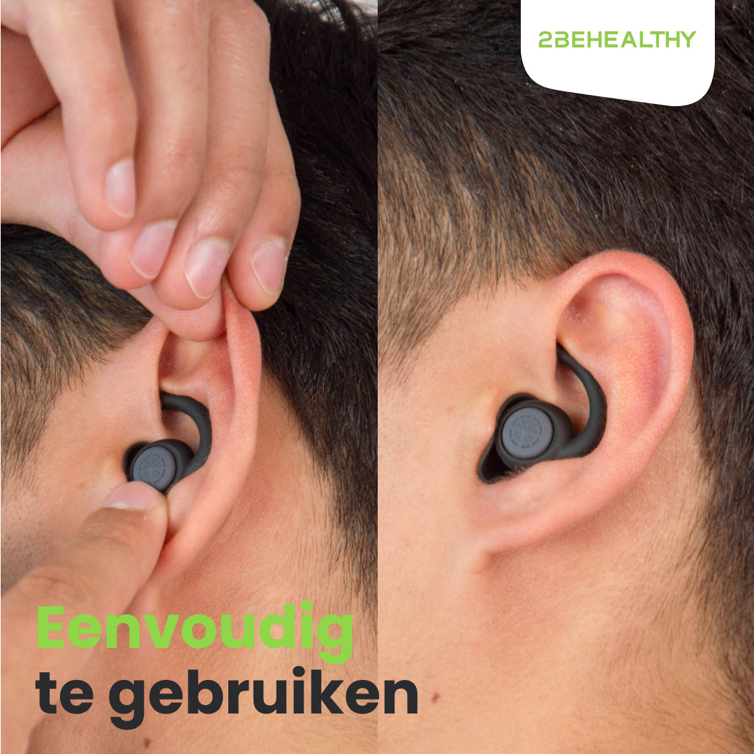 2BEHEALTHY Slaapoordoppen - 2 Paar - Hoge Geluidsdemping (35dB) - Zwart
