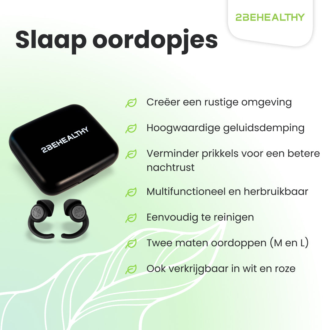 2BEHEALTHY Slaapoordoppen - 2 Paar - Hoge Geluidsdemping (35dB) - Zwart