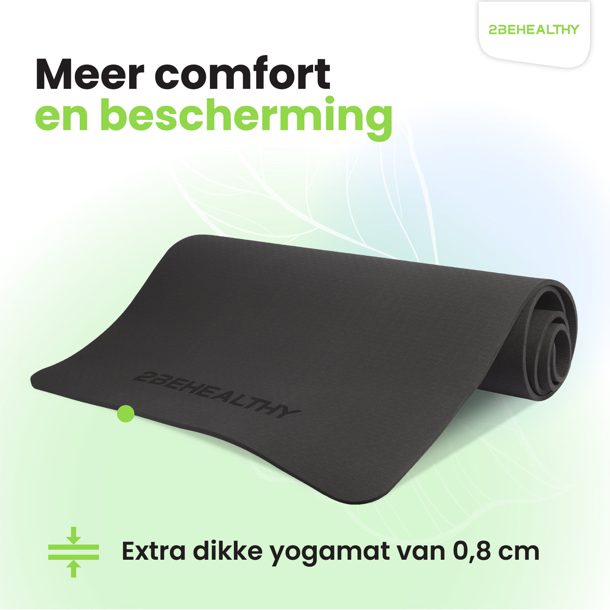 2BEHEALTHY Yogamat Extra Dik - 0,8 cm