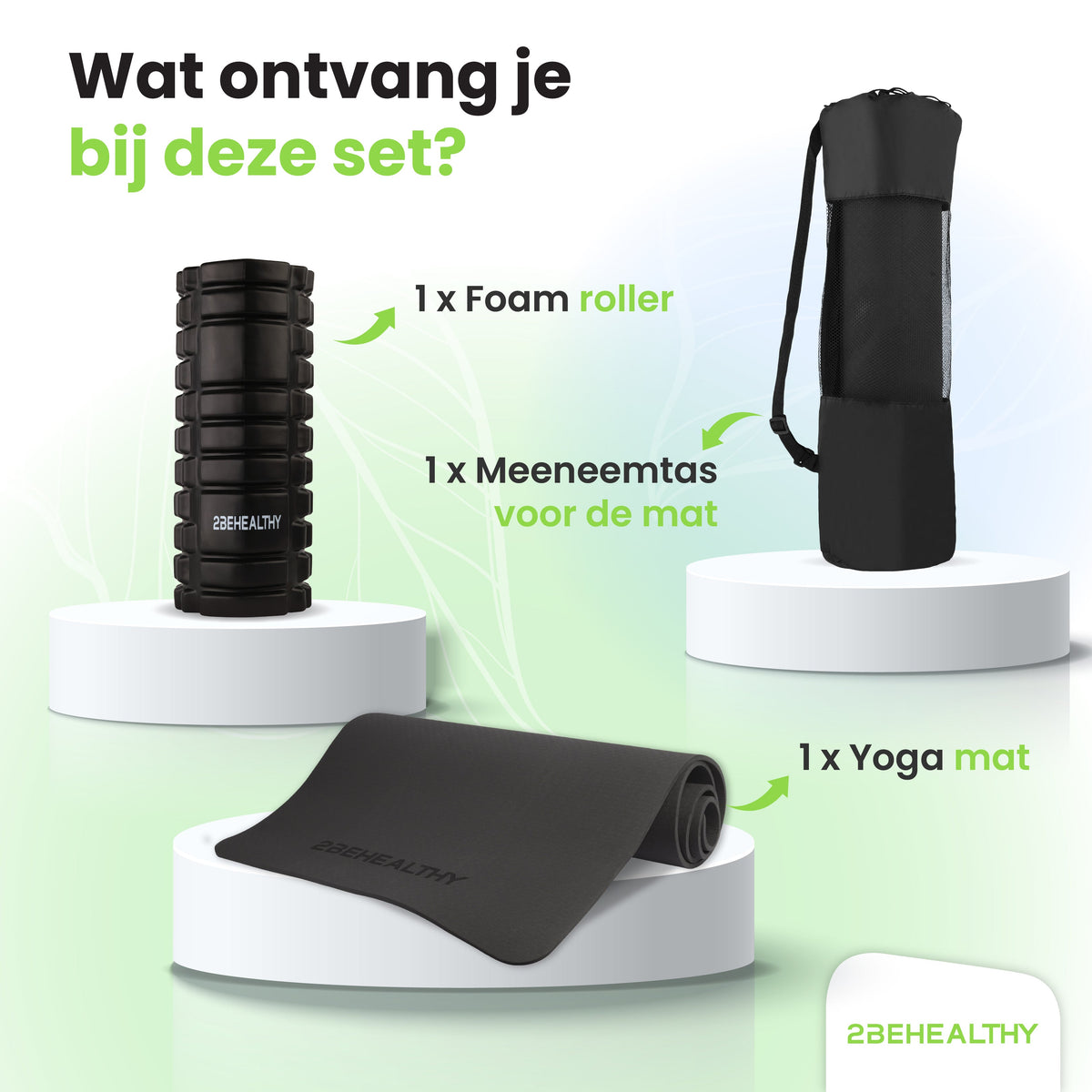 2BEHEALTHY Yogamat & Foamroller Set