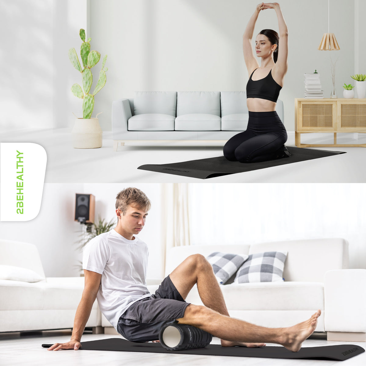 2BEHEALTHY Yogamat & Foamroller Set