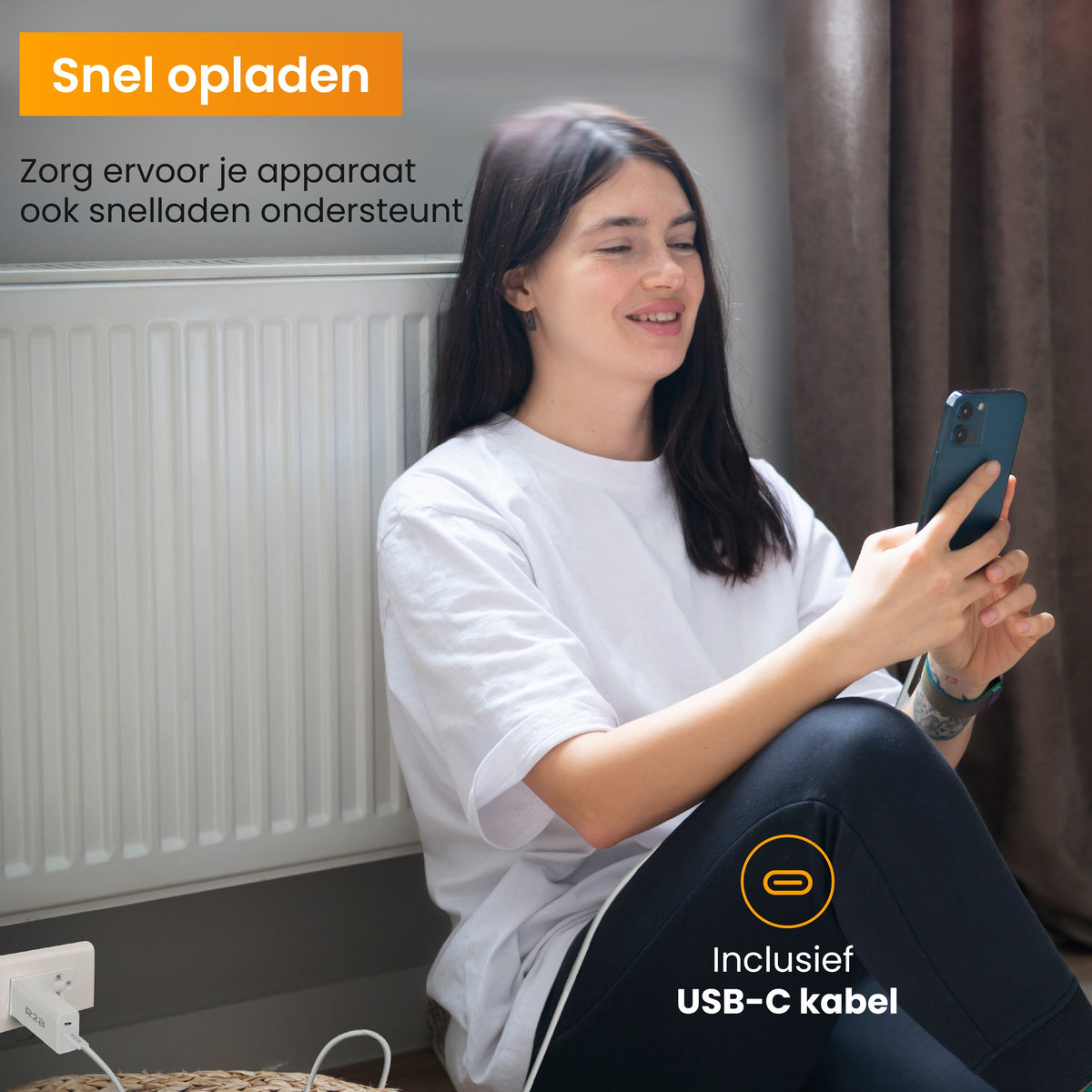 R2B USB-C naar USB-C Kabel met USB-A & USB-C Adapter - 1 Meter - Snelladen