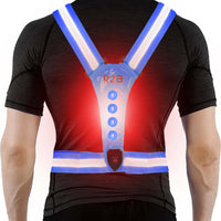 R2B® Running Vest with Lighting on the front and back - Blue - Includes USB-C cable