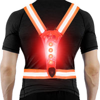 Running vest with lighting on the front and back - Orange - Includes USB-C cable
