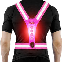 R2B® Running Vest with Lighting on the front and back - Pink - Includes USB-C cable
