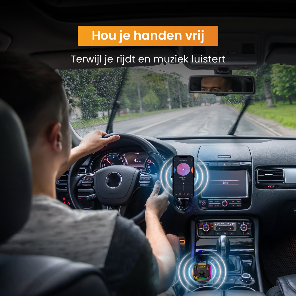R2B Draadloze Telefoonhouder Auto met Bluetooth FM Transmitter