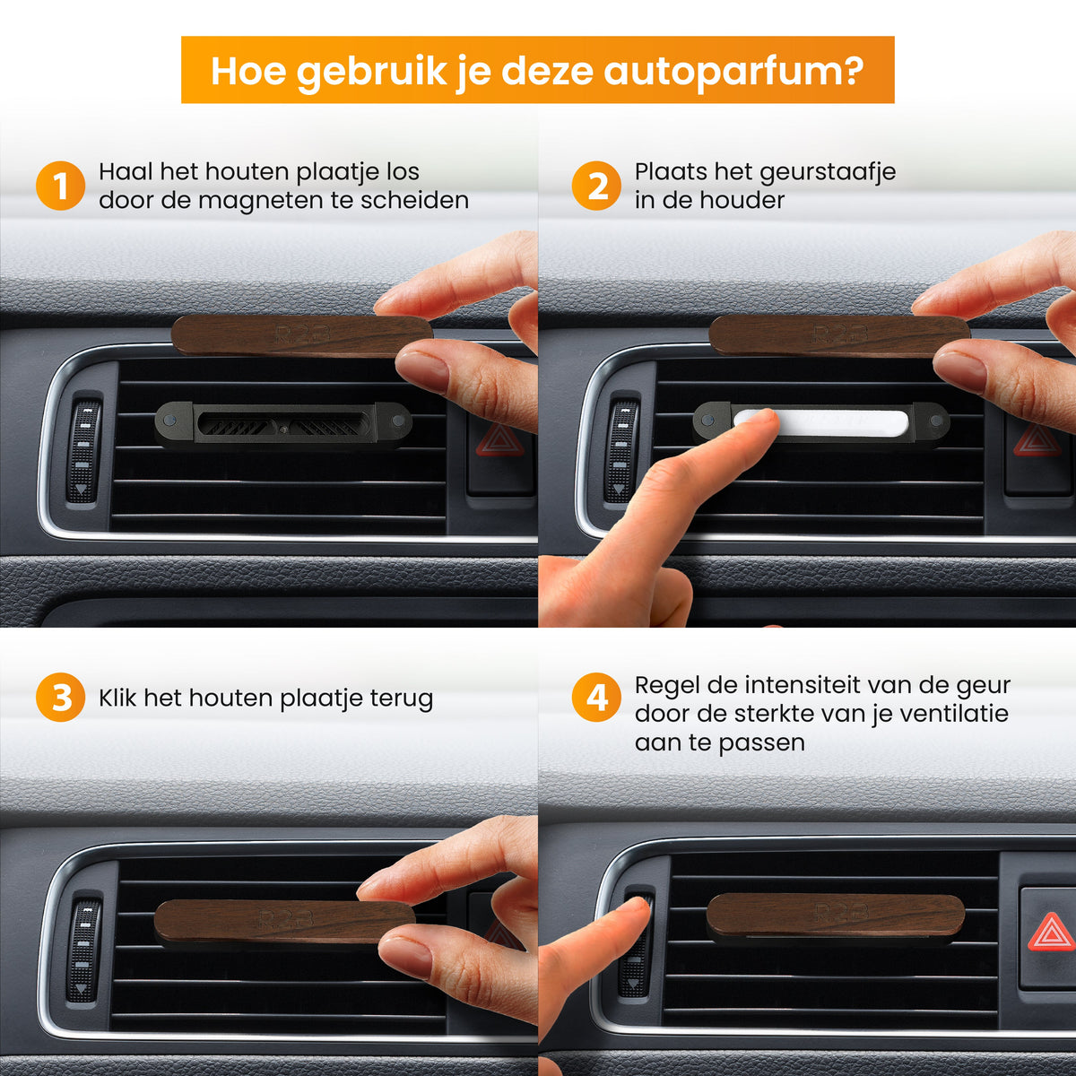 R2B Autoparfum met houder inclusief 2 Geurstaafjes - Zwart - Autoparfum