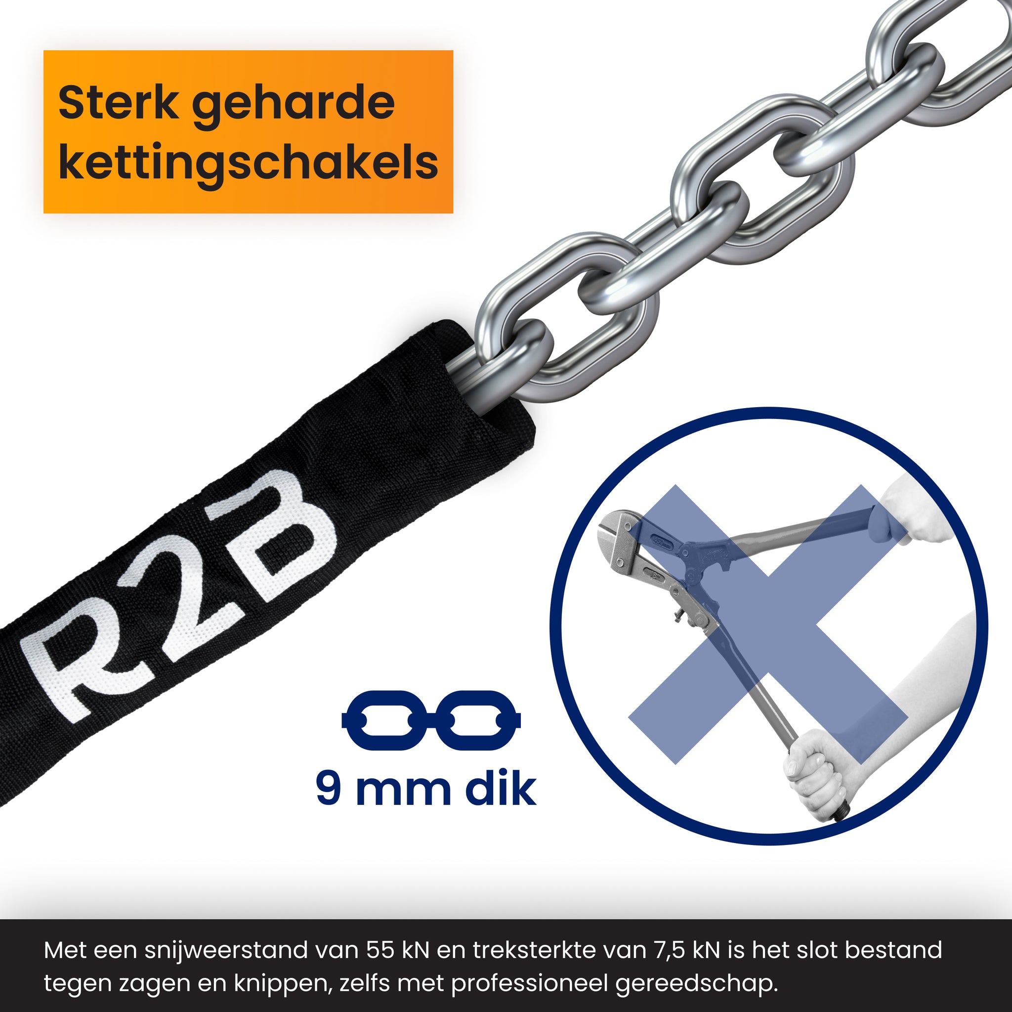 R2B Bike Chain Lock ART 2 for E-Bikes & Bicycles - Bicycle Lock ART2 Certified - Chain Lock Bicycle with Two Keys - Bicycle Accessories 