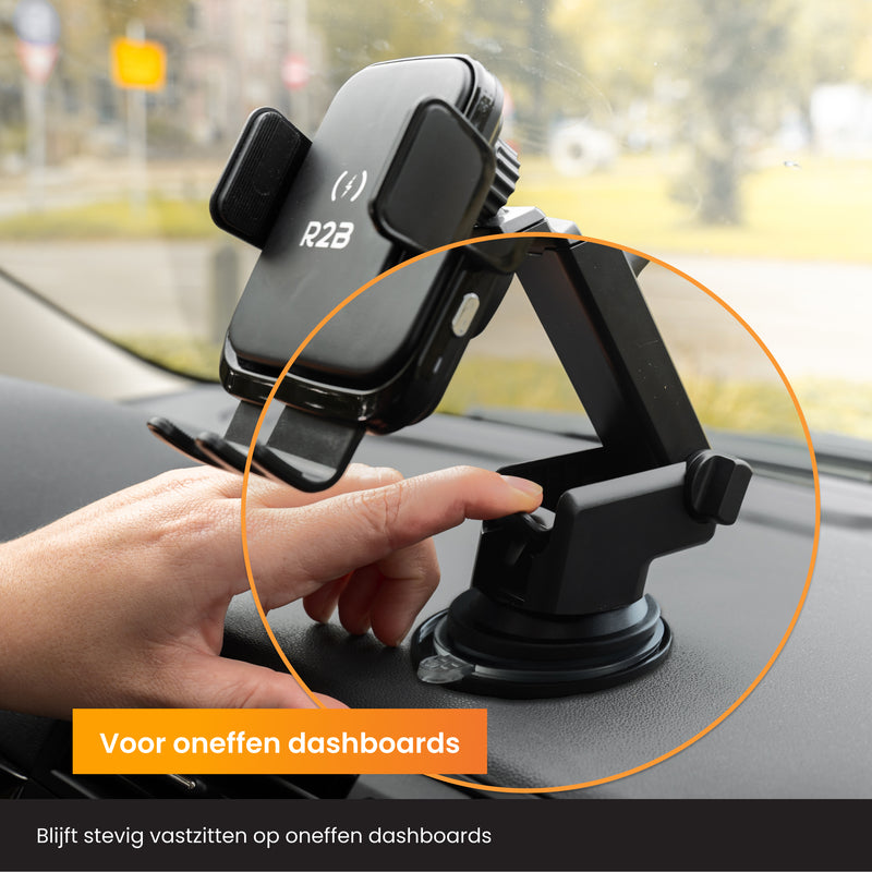 R2B Car Phone Holder - Dashboard Pad - Qi Wireless Charger - Window, Dashboard, Air Vent