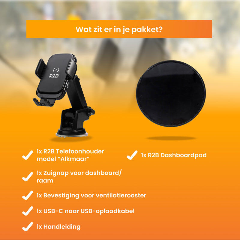 R2B Car Phone Holder - Dashboard Pad - Qi Wireless Charger - Window, Dashboard, Air Vent