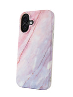 R2B iPhone 16 Marmerlook Hoesje - Incl. Screenprotector - Roze/Grijs/Blauw - Telefoonhoesje