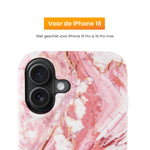 R2B iPhone 16 Marmerlook Hoesje - Incl. Screenprotector - Roze/Wit/Oranje - Telefoonhoesje