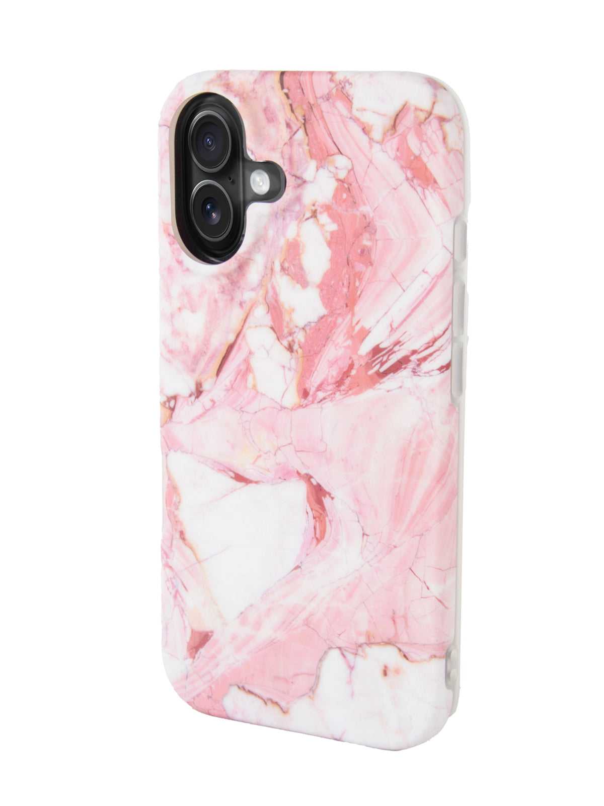 R2B iPhone 16 Marmerlook Hoesje - Incl. Screenprotector - Roze/Wit/Oranje - Telefoonhoesje