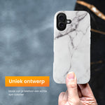 R2B iPhone 16 Marmerlook Hoesje - Incl. Screenprotector - Wit - Telefoonhoesje