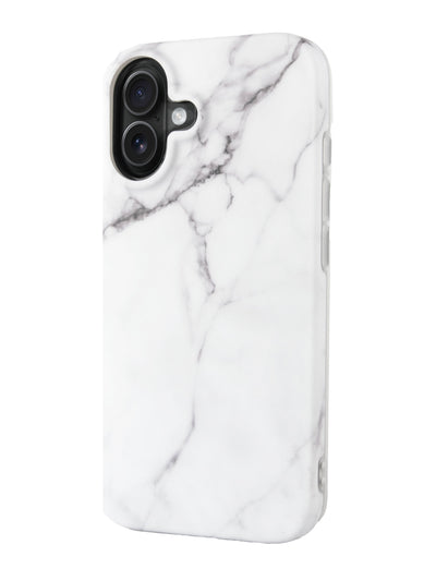 R2B iPhone 16 Marmerlook Hoesje - Incl. Screenprotector - Wit - Telefoonhoesje