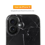 R2B iPhone 16 Marmerlook Hoesje - Incl. Screenprotector - Zwart - Telefoonhoesje