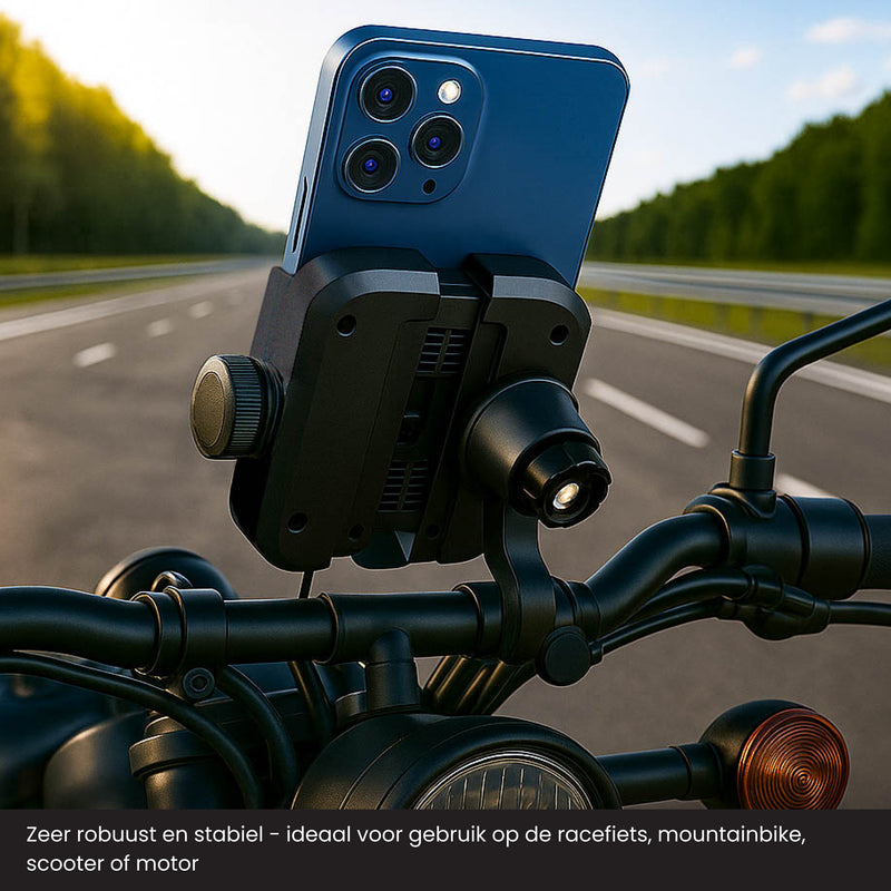 R2B Phone Holder Bicycle, Motorcycle, Scooter - Sturdy Swivel Clamp - 360° Rotation &amp; Tilt - Shockproof