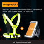 een combinatie van een hardloopvest met verlichting en de telefoonhouder hardlopen van R2B