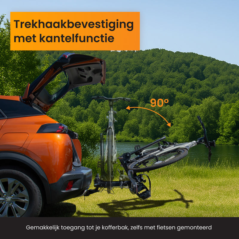 R2B Bike Carrier Car - Suitable for 2 Bicycles - Foldable and Tiltable - 60 KG Load Capacity - 13 Pin