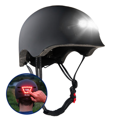 R2B Fietshelm voor Volwassenen met LED Verlichting - Voor & Achterlicht - Dames & Heren - Zwart