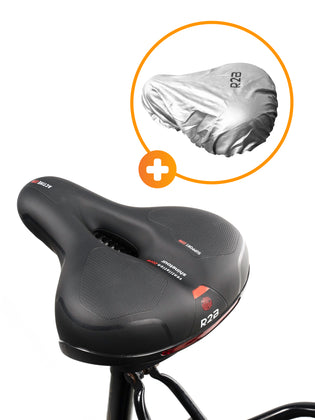 R2B bike saddle for women and men with reflection - Gel saddle - Waterproof saddle cover