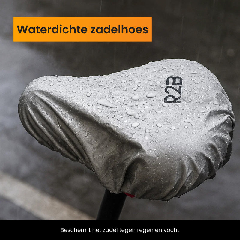 R2B fietszadel voor Dames en Heren met reflectie - Gelzadel - Waterdichte zadelhoes