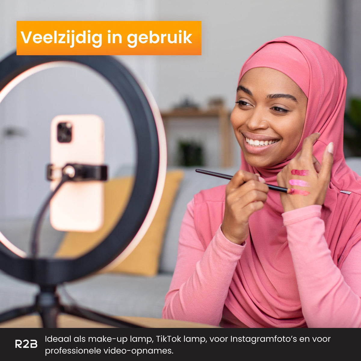 R2B Ringlamp met Statief met 30 Lichtstanden - Verstelbaar tot 186 cm - TikTok Lamp - Ringlamp