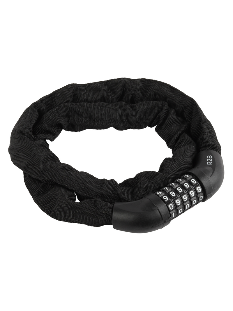 R2B Bike lock with combination lock - 110 cm - Bicycle chain lock - Bicycle locks for electric bicycles - Bicycle lock chain