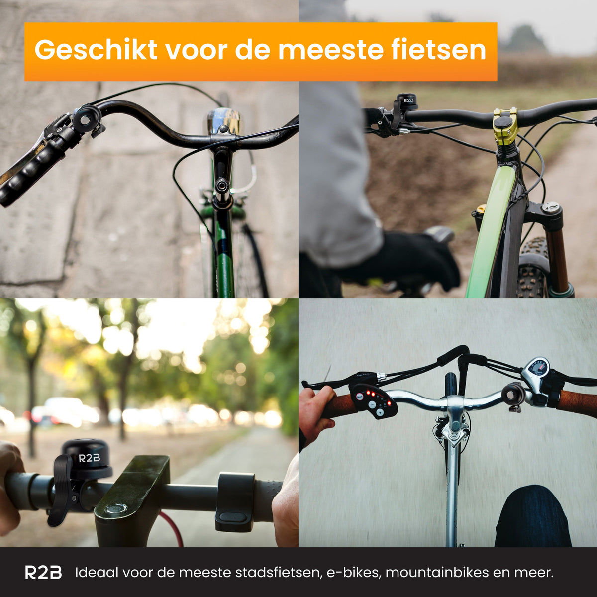 R2B Fietsbel - Geschikt voor Apple AirTag - Krachtig & Helder Geluid - Weerbestendig & Universeel - Zwart - Fietsbel