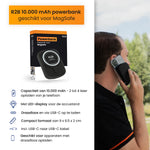 R2B Powerbank 10000 mAh suitable for iPhone 12/13/14/15/16 and Magsafe - USB-C output - 2 to 4 charges - Wireless charger - Black