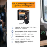 Magsafe powerbank zwart details van verpakking en accessoires