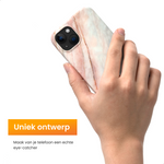 R2B iPhone 15 Marmerlook Hoesje - Incl. Screenprotector - Roze/Grijs/Blauw - Telefoonhoesje