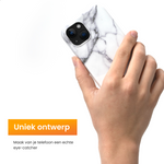 R2B iPhone 15 Marmerlook Hoesje - Incl. Screenprotector - Wit - Telefoonhoesje